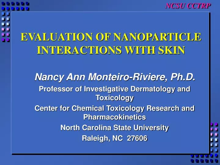 evaluation of nanoparticle interactions with skin