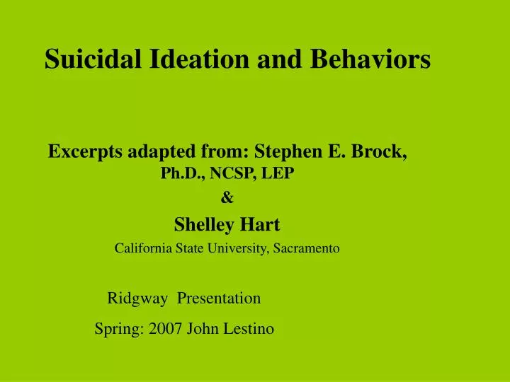 suicidal ideation and behaviors