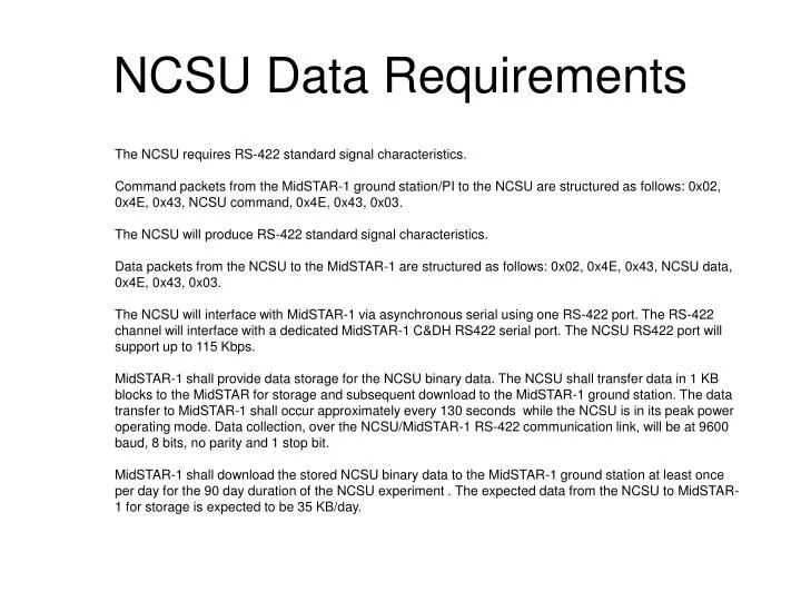 ncsu data requirements