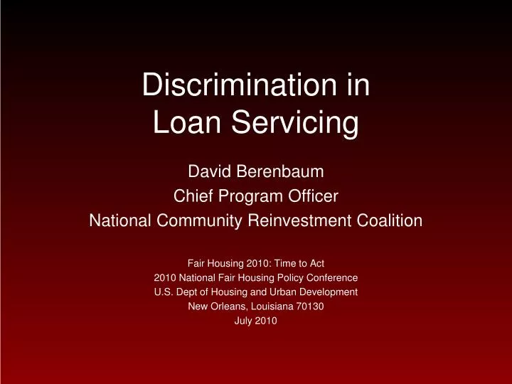 discrimination in loan servicing