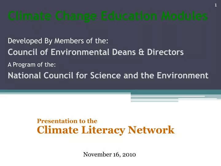 presentation to the climate literacy network