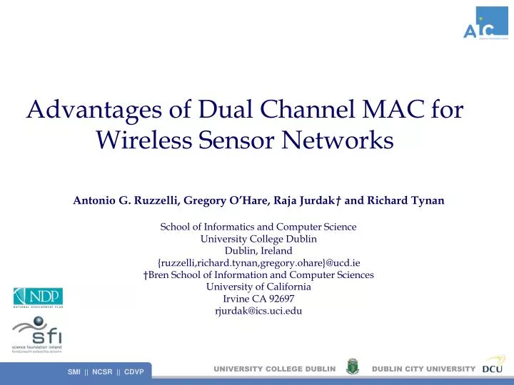 advantages of dual channel mac for wireless sensor networks