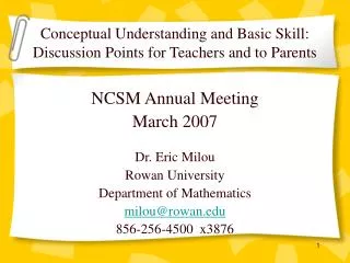 Conceptual Understanding and Basic Skill: Discussion Points for Teachers and to Parents