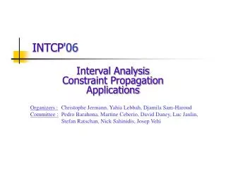 interval analysis constraint propagation applications