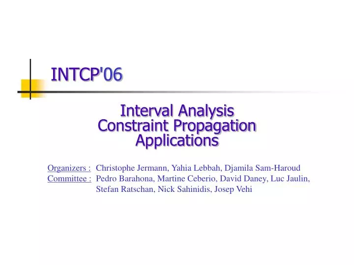 interval analysis constraint propagation applications
