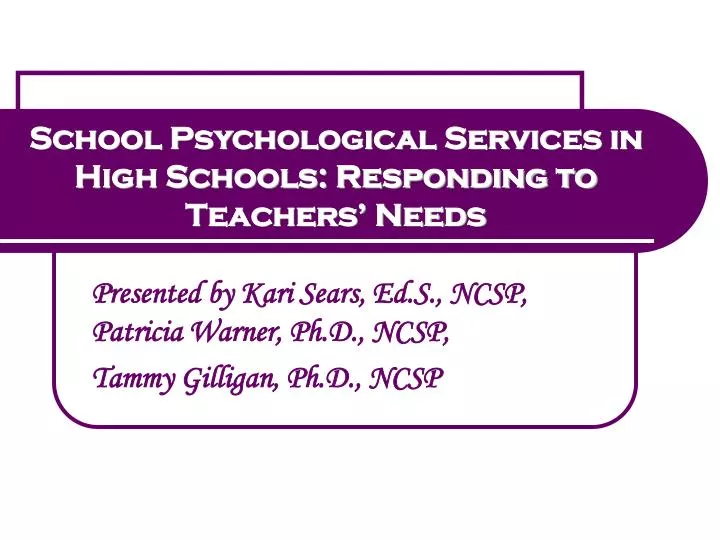 school psychological services in high schools responding to teachers needs
