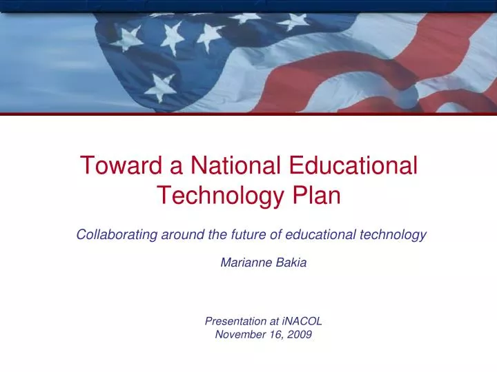 toward a national educational technology plan