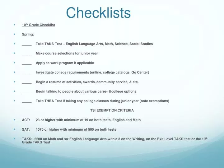 checklists