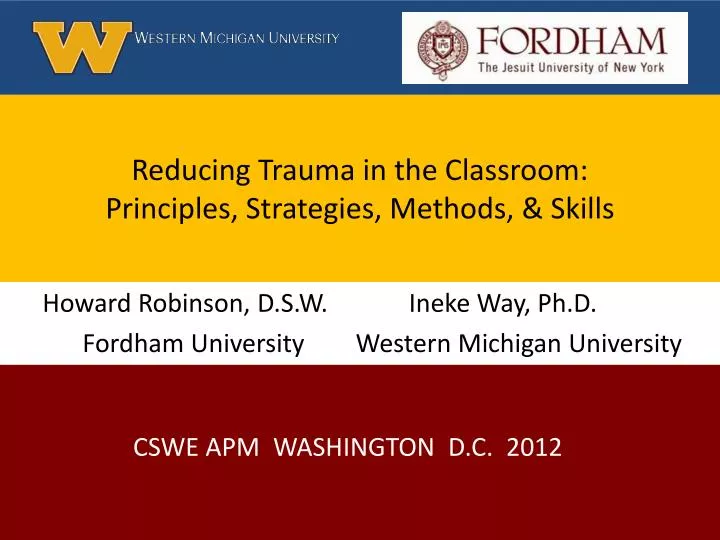 reducing trauma in the classroom principles strategies methods skills