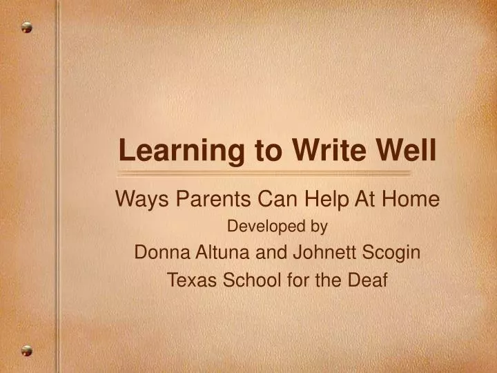 learning to write well