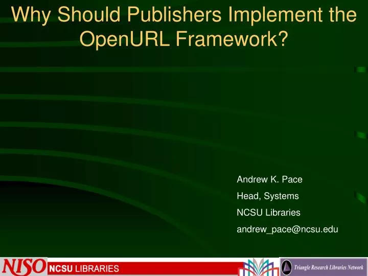 why should publishers implement the openurl framework