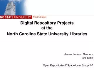 Digital Repository Projects at the North Carolina State University Libraries