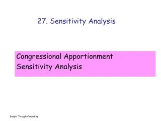 27. Sensitivity Analysis