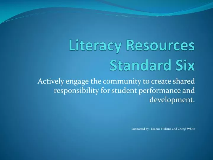 literacy resources standard six