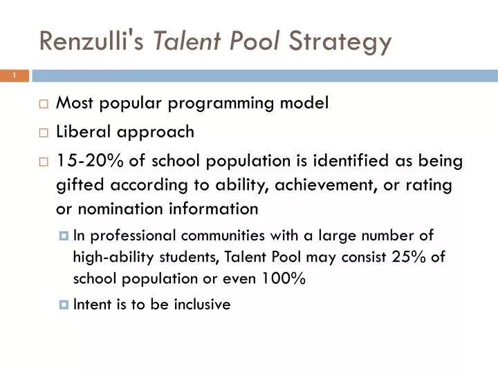 renzulli s talent pool strategy