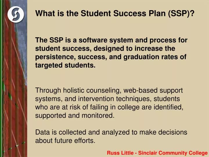 what is the student success plan ssp