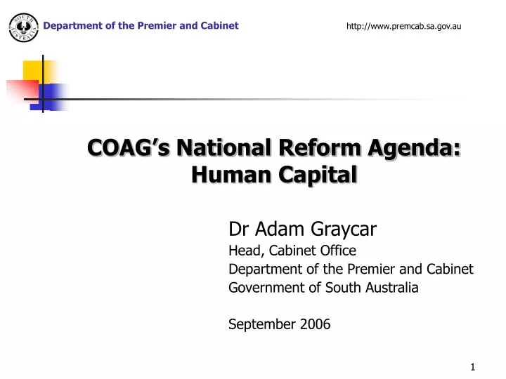 coag s national reform agenda human capital