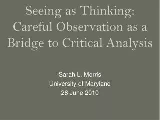 Seeing as Thinking: Careful Observation as a Bridge to Critical Analysis