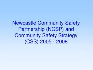 Newcastle Community Safety Partnership (NCSP) and Community Safety Strategy (CSS) 2005 - 2008