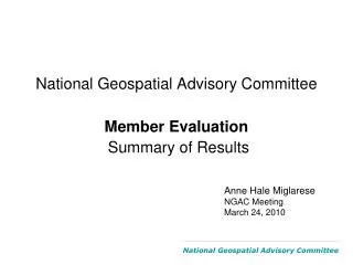 National Geospatial Advisory Committee Member Evaluation Summary of Results