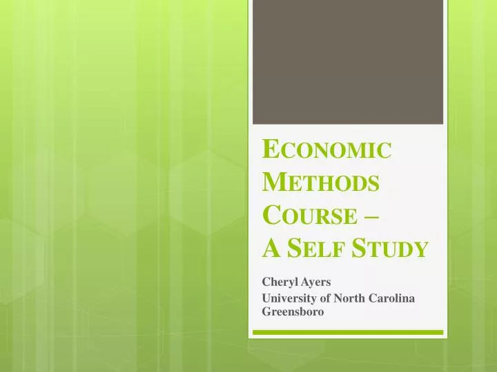 economic methods course a self study