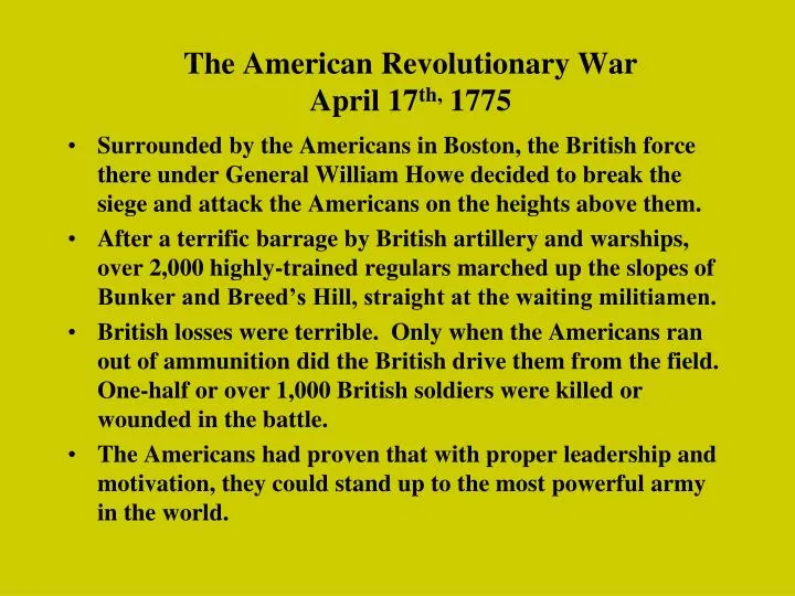 the american revolutionary war april 17 th 1775