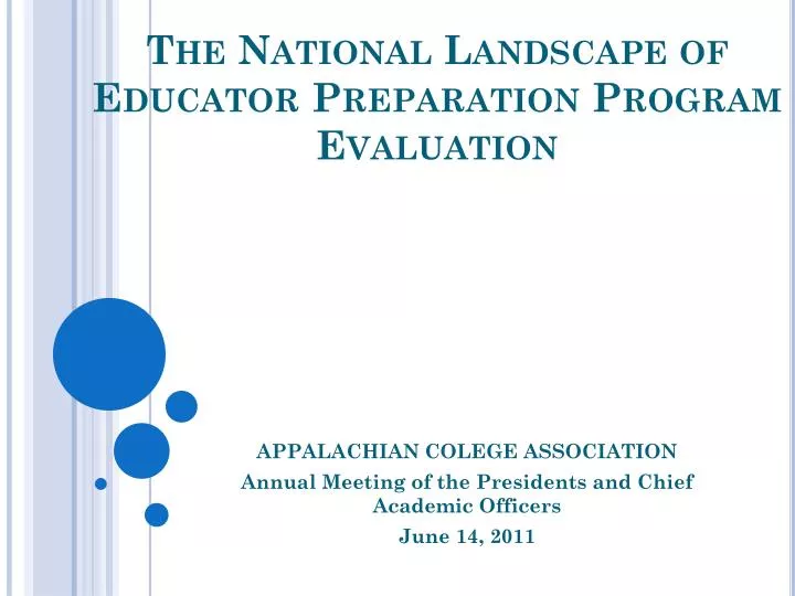the national landscape of educator preparation program evaluation