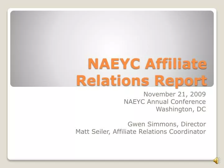 naeyc affiliate relations report