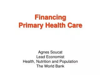 Financing Primary Health Care