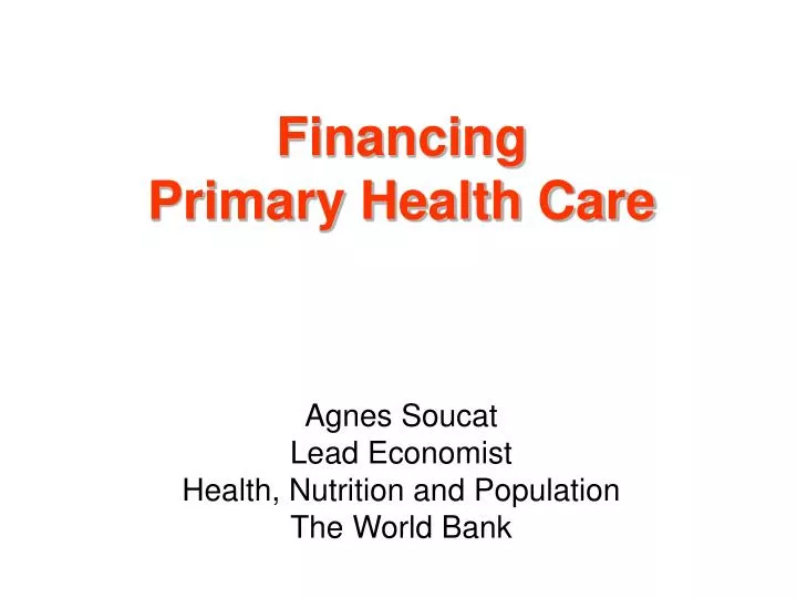 financing primary health care