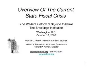 Overview Of The Current State Fiscal Crisis