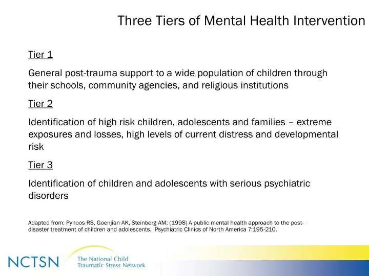 three tiers of mental health intervention