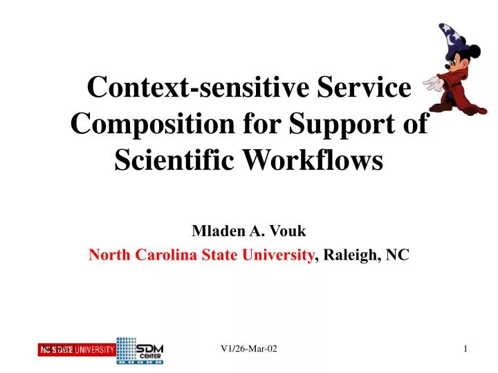 context sensitive service composition for support of scientific workflows
