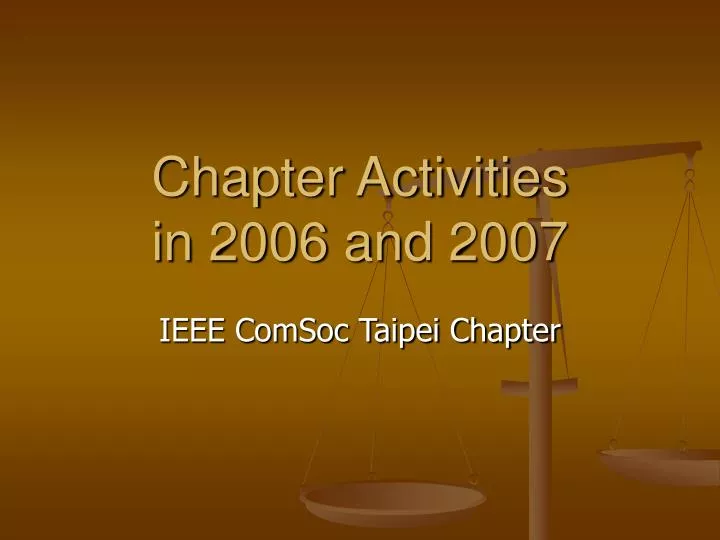 chapter activities in 2006 and 2007