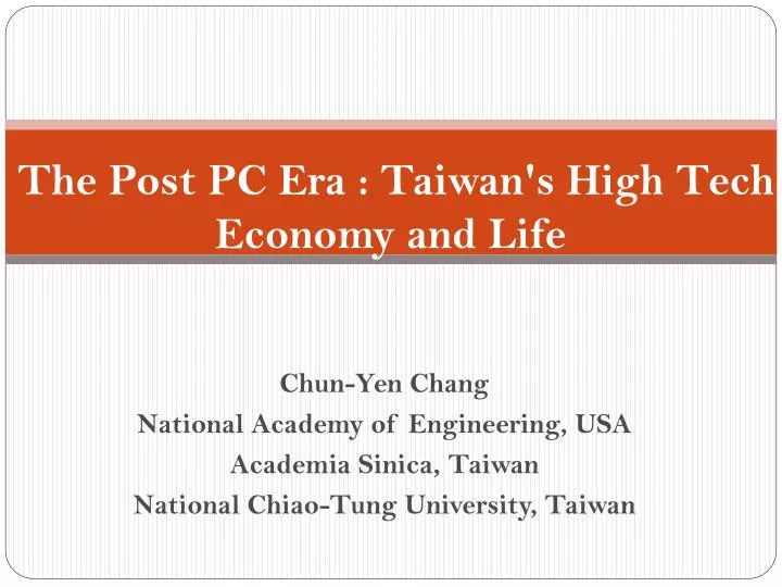 the post pc era taiwan s high tech economy and life