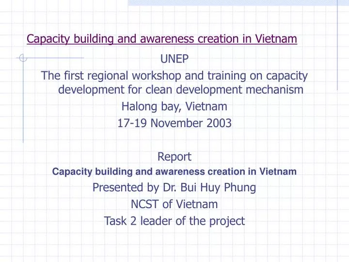 capacity building and awareness creation in vietnam
