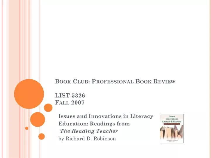 book club professional book review list 5326 fall 2007
