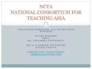 NCTA NATIONAL CONSORTIUM FOR TEACHING ASIA