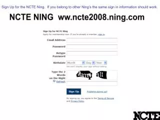 NCTE NING ww.ncte2008.ning