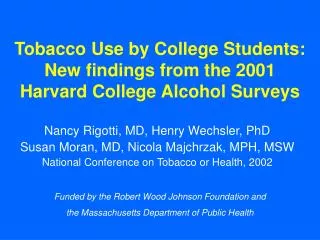 Tobacco Use by College Students: New findings from the 2001 Harvard College Alcohol Surveys