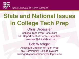 State and National Issues in College Tech Prep