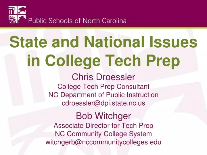 state and national issues in college tech prep