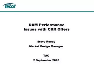 DAM Performance Issues with CRR Offers