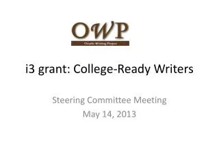 i3 grant: College-Ready Writers