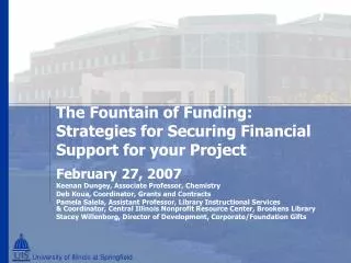 The Fountain of Funding: Strategies for Securing Financial Support for your Project