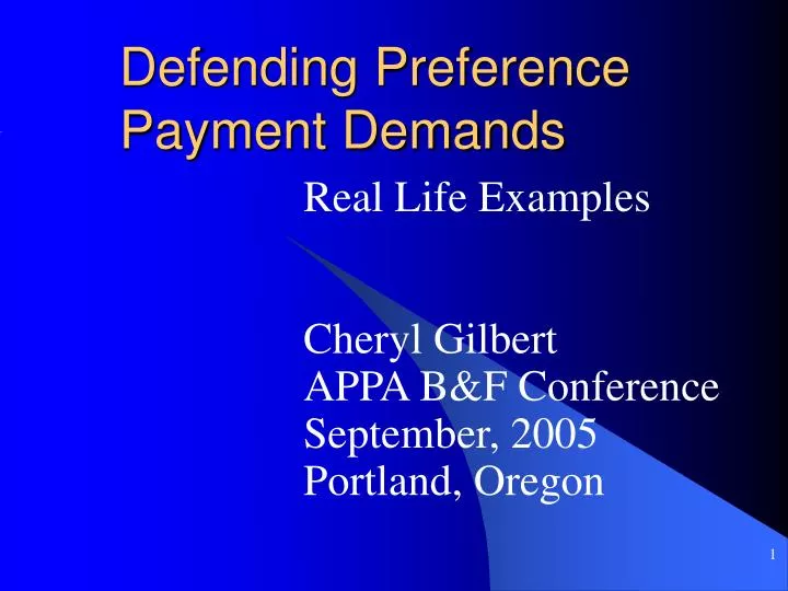 defending preference payment demands