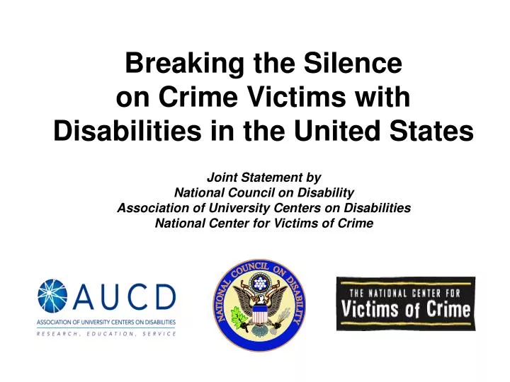 breaking the silence on crime victims with disabilities in the united states