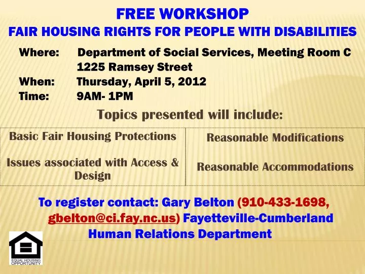 free workshop fair housing rights for people with disabilities