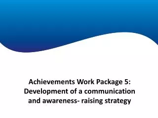 Achievements Work Package 1