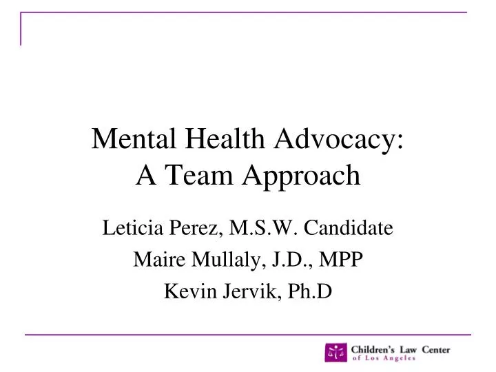 mental health advocacy a team approach